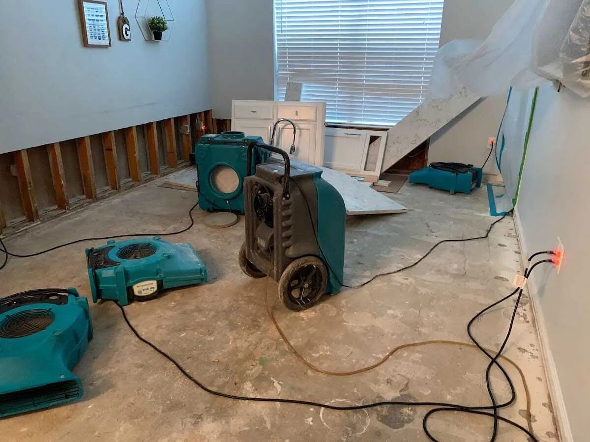 Dehumidifier in flood-cut room for Water Damage Restoration in North Lauderdale